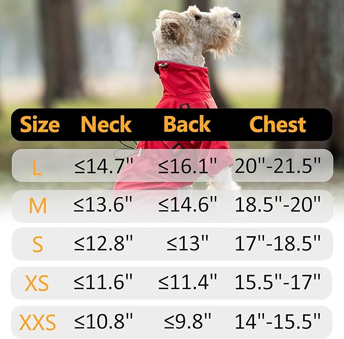 Mile High Life Waterproof Dog Raincoat, Full Coverage Small Dog Rain Coat with Harness, Adjustable 4 Legs Puppy Rain Jacket with Reflective Strip and Elastic Cuffs (Red, S Back Length 13")