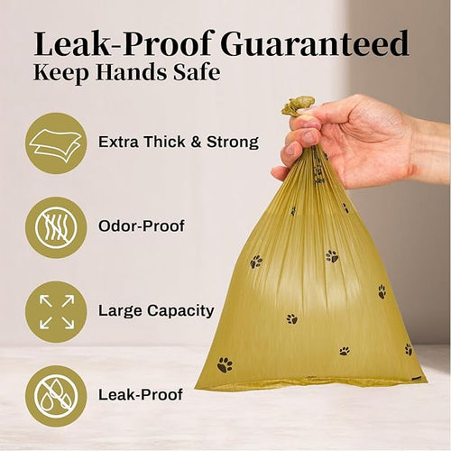 270 Counts Dog Poop Bags Rolls with Dispenser & Leash Clip, Scented Poop Bags for Dogs Waste, Extra Thick & Leak Proof for Poop Doggie Puppy Pet Waste, 9" x 13", Dark Khaki
