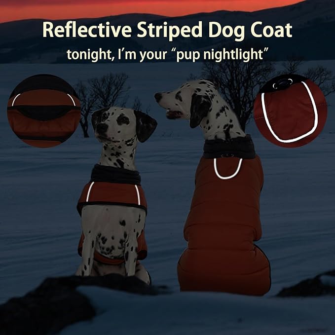 MIGOHI Lightweight Dog Coat, Windproof Dog Jacket, Puffer Jacket for Small Dogs, Padded Vest with Reflective Strips, Warm Snow Vest in Cold Weather, Easy On Hook & Loop Belly, Caramel, XS