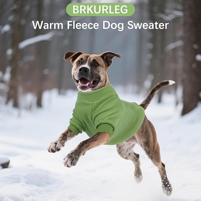BRKURLEG Dog Sweater Warm Soft Fleece Dogs Sweaters, Turtleneck Sweatshirt for Small Medium Large Dogs, Dog Winter Coat, Christmas Pet Jacket with Zipper Cold Weather Coat (Green, XXL)