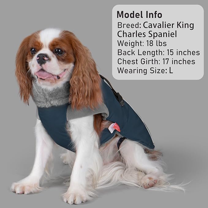 KYEESE Waterproof Dog Coat, Windproof Warm Winter Jacket with Leash Hole, Reflective Cold Weather Dog Coats for Small Dogs, Outdoor Pet Coat Cozy Puppy Jacket Thick Fleece Lined, Navy Blue, Small