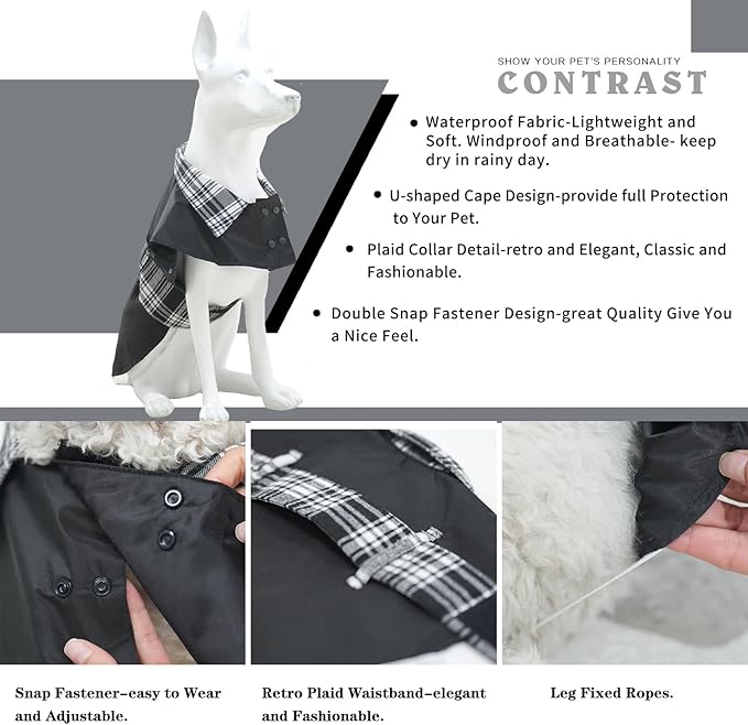 MAMORE Dog Jacket Waterproof Outdoor Vest for Smal Medium Large Dogs, Windproof Adjustable Breathable Lightweight Fashion Casual Dog Clothes (Black&White, X-Large)