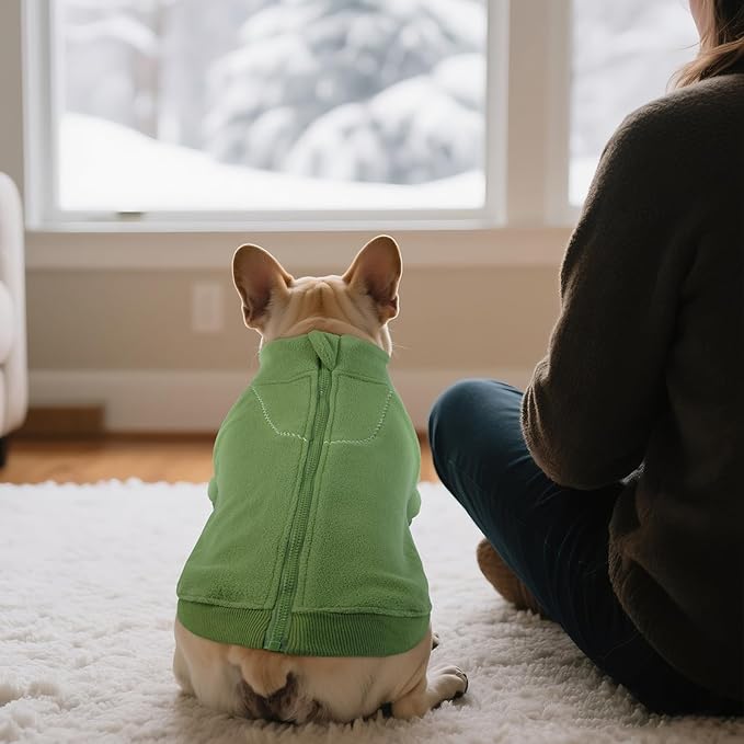 BRKURLEG Dog Sweater Warm Soft Fleece Dogs Sweaters, Turtleneck Sweatshirt for Small Medium Large Dogs, Dog Winter Coat, Christmas Pet Jacket with Zipper Cold Weather Coat (Green, XXL)