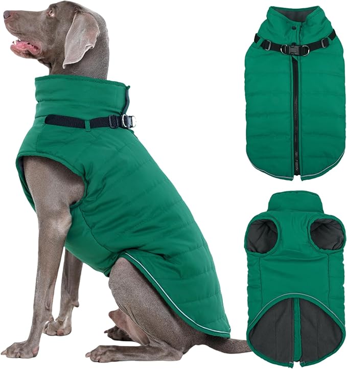 Kuoser XXL Dog Jacket Waterproof | ·Ripstop Fabric·Heavy Duty Zipper·Chest Guard·Alaskan·No Lifting Needed