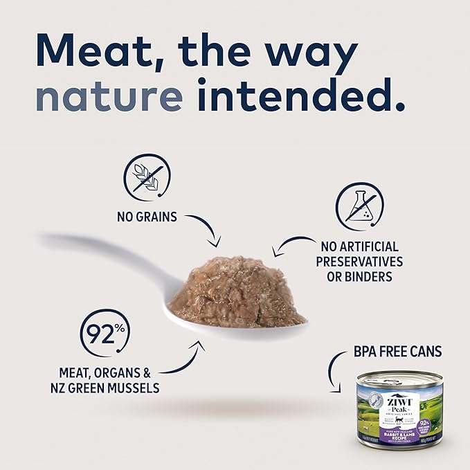 ZIWI Peak Wet Cat Food – All Natural, High Protein, Grain Free, Limited Ingredient, with Superfoods (Rabbit & Lamb, Case of 12, 6.5oz Cans)
