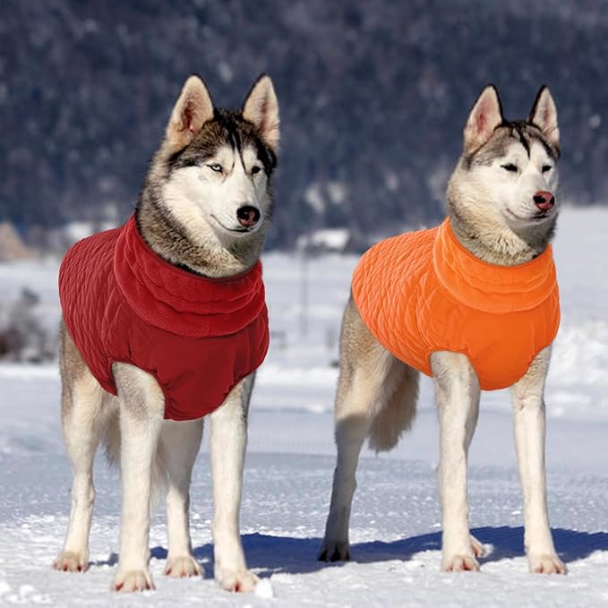 Kuoser XL Insulated Dog Vest | Big Breed Jacket for Huskies & Shepherds | Reinforced Seams Withstand Snow Play, Breathable, Orange XL