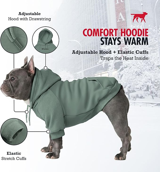 Tuff Pupper Dog Hoodie | Premium Quality 100% Organic Cotton | Ultra Soft Interior for Superior Comfort | Elastic Cuffs & Drawstring for Warmth | Stretch Fit Suitable for All Breeds (Teal, XXS)