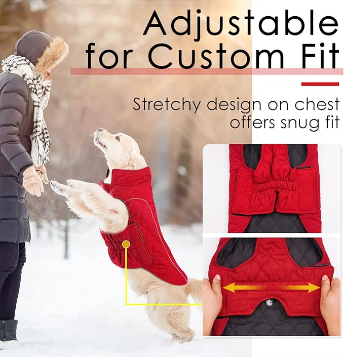 ThinkPet Dog Cold Weather Coats - Cozy Waterproof Windproof Reversible Winter Dog Jacket, Thick Padded Warm Coat Reflective Vest Clothes for Puppy Small Medium Large Dogs