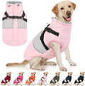AOFITEE Dog Winter Coat, Dog Coat with Harness Built in, Dogs Jacket for Large Dogs, Reflective Waterproof Pet Puffer Jacket Snowsuit, Warm Fleece Windproof Pet Sweater for Cold Weather, XL