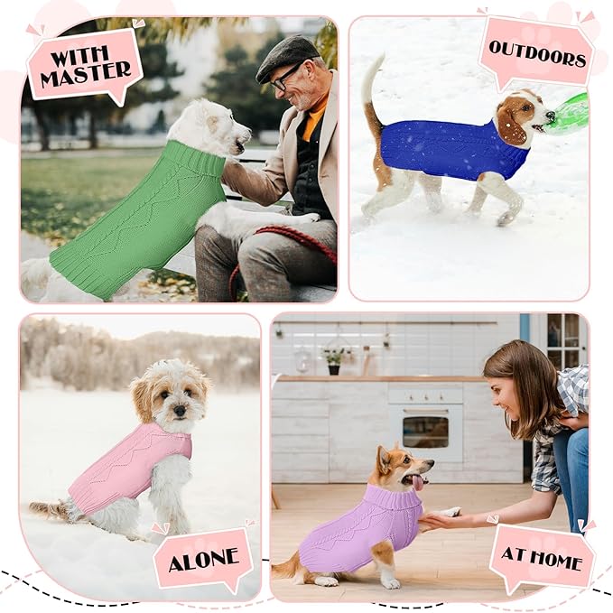 Dog Sweaters for Small Medium Large Dogs Girl, Soft Warm Turtleneck Pup Dogs Shirt, Double Knitting Collar for Outdoor Playing, Warm Dog Clothes (2XL,Pink)