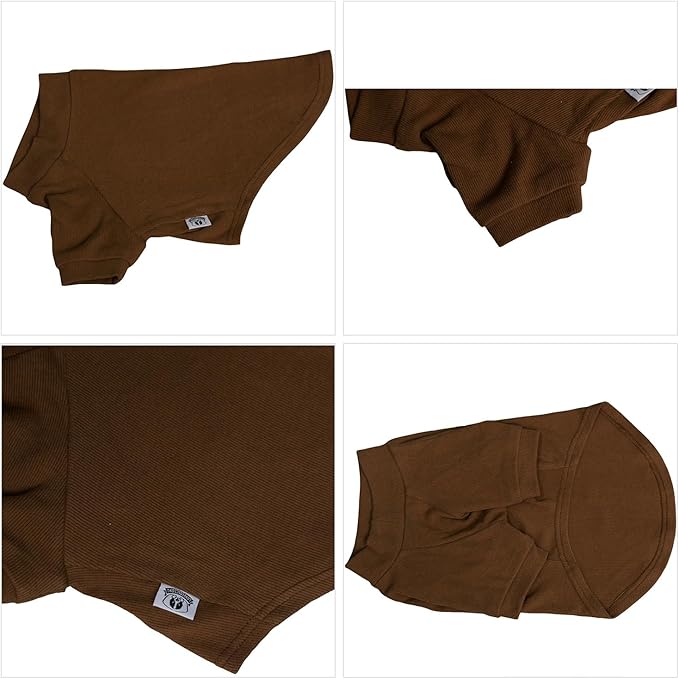 Lovelonglong Ribbed Dog T-Shirt Cotton Knitted Dog Sweaters for All Season Pet T-Shirts for Large Medium Small Dogs Coffee 3XL