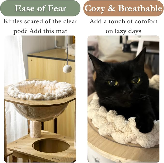 Cat Knitted Bed Mat, Extra-Soft Washable Warm Round Pads Cushions for Indoor Kittens, Cat Trees Towers, Perfect for Kneading and Sleeping (Green,X-Large)