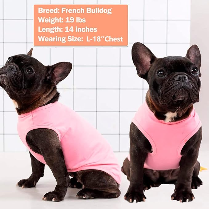 KYEESE 2Pack Dog Shirts Striped T Shirt Soft Tee for Small Dogs Cotton Tank Top Lightweight Sleeveless Vest Dog Clothes, Small,Pink+Striped