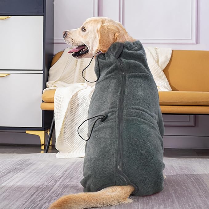 ROZKITCH Dog Jumpsuit for Large Dogs, Pet Windproof Warm Cold Weather Jacket Vest Cozy Jumpsuit Apparel Outfit Clothes for Small Medium Large Dog Walking Hiking Sleep Grey L