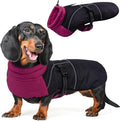 DORA BRIDAL Dachshund Coat, Fleece Lined Dog Winter Coat, Warm Dog Coats with Reflective Strips, Adjustable Waterproof Pet Jacket Clothes, XS