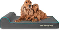 The Dog’s Bed Orthopedic Headrest Dog Bed Large Grey with Blue Trim, Memory Foam, Pain Relief for Arthritis, Hip & Elbow Dysplasia, Post Surgery, Waterproof Washable Cover