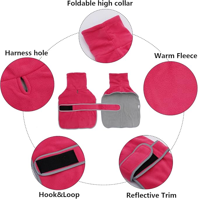Geyecete Dachshund Sweaters for Dogs - Perfect Winter Coat with Padded Fleece Lining and High Collar - Dog Snowsuit with Adjustable Bands - Pink - S