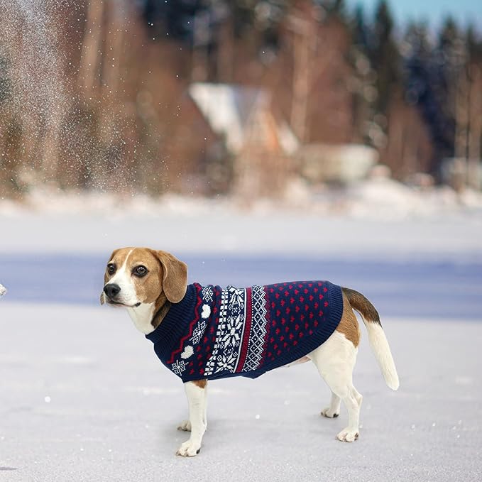 SCENEREAL Dog Sweaters for Large Medium Small Dogs, Soft, Warm Turtleneck Puppy Clothes Sweatshirt, Knitted Ugly Dog Christmas Outfits, Argyle Xmas Pet Cold Weather Coat for Girls Boys