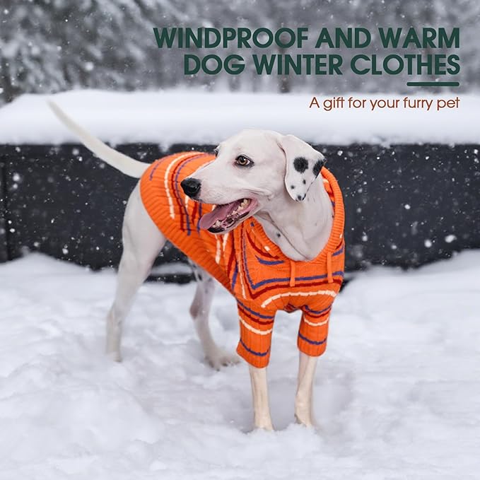 Kuoser Dog Sweater, Dog Sweaters for Small Dogs Girl Boy, Soft Puppy Pullover Sweater for Christmas Thanksgiving, Dogs Cable Knitted Sweatshirt Thermal Pet Winter Clothes for Cold Weather, Orange XS