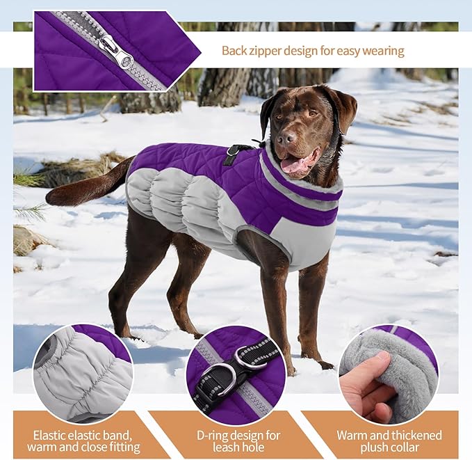 Dog Winter Jacket Cozy Reflective Waterproof Windproof Warm Pet Garment,Comfortable Cold Weather Fleece Apparel Outfits with Zipper Closure for Small Medium Large Dogs Puppy Walking,XXX-Large