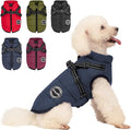 Warm Winter Coat - Fashion Sports Dog Jacket with Built-in Harness, Reflective & Adjustable Comfortable Pet Vest, Waterproof Windproof Apparel for Small Dogs (Navy)