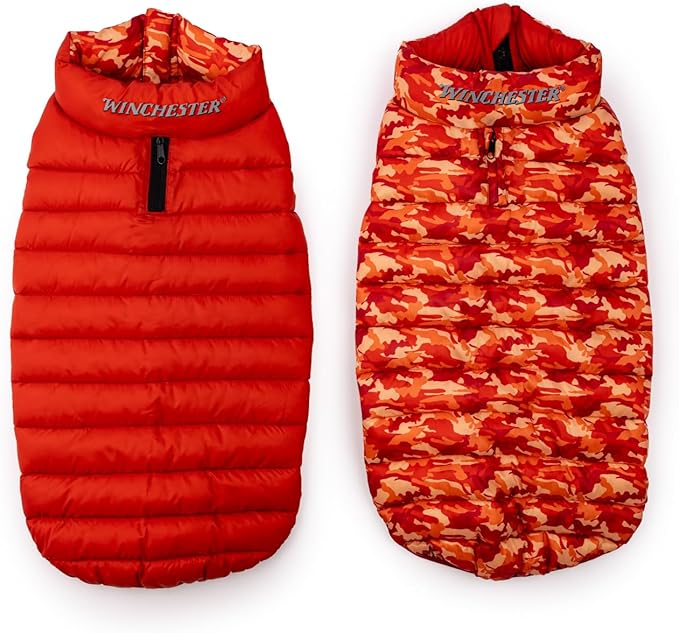 Winchester Pet Premium Reversible Dog Puffer Vest, Red, Medium