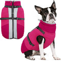 SUNFURA Dog Winter Coat, Warm Dog Coat with Harness for Medium Dogs Boys Girls, Reflective Fleece Lined Pet Winter Jacket Snowsuit for Pug, Jack Russel, Schnauzer, Hot Pink M