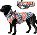 Dog Coat Dog Winter Jacket-Large, Warm Dog Coat Zip Up Snowsuit Dog Harness Vest Reflective Water-Resistant Dog Coat Dog Snow Jacket for Large Dogs French Bulldog, Pug, Orange-Camouflage