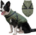 Dog Jacket with Harness,Fleece Lined Warm Puppy Coat for Winter,Soft Windproof Large Dog Vest,Green XXXL