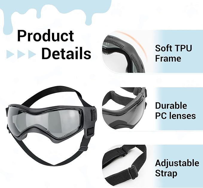Dog Helmet and Goggles for Small Dogs - Pet Goggles Pet Motorcycle Helmet Hat with Ear Holes Adjustable Straps Safety Helmet for Puppy Riding - Black