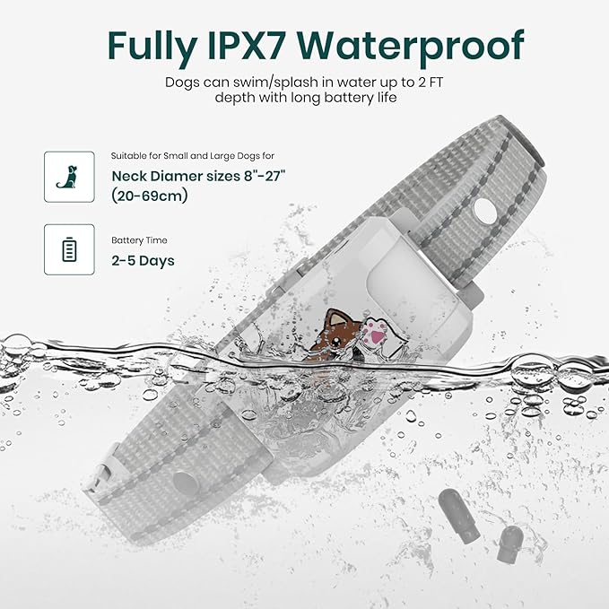 GPS Dog Electronic Fence, Wireless Training Collar- No Subscription Required, Customizable Boundaries via App 3280 FT, IPX7 Waterproof Rechargeable Collar, Automatic Sleep/Wake（White）