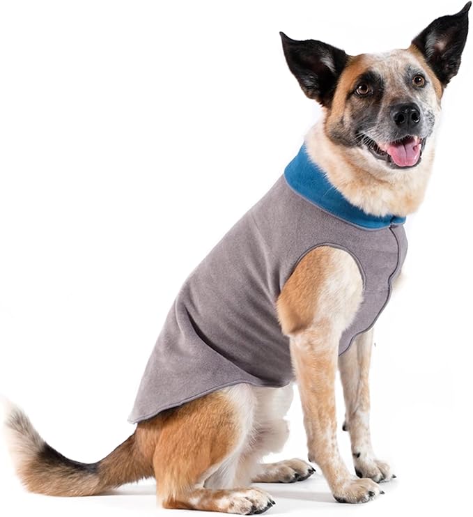 Goldpaw Duluth Double Fleece Dog Sweater Vest for Large Dogs - Soft, Stretchy Dog Fleece - Warm Pet Jacket for Fall and Winter - Premium Pet Outerwear - Machine Washable - Charcoal/Marine - Size 24