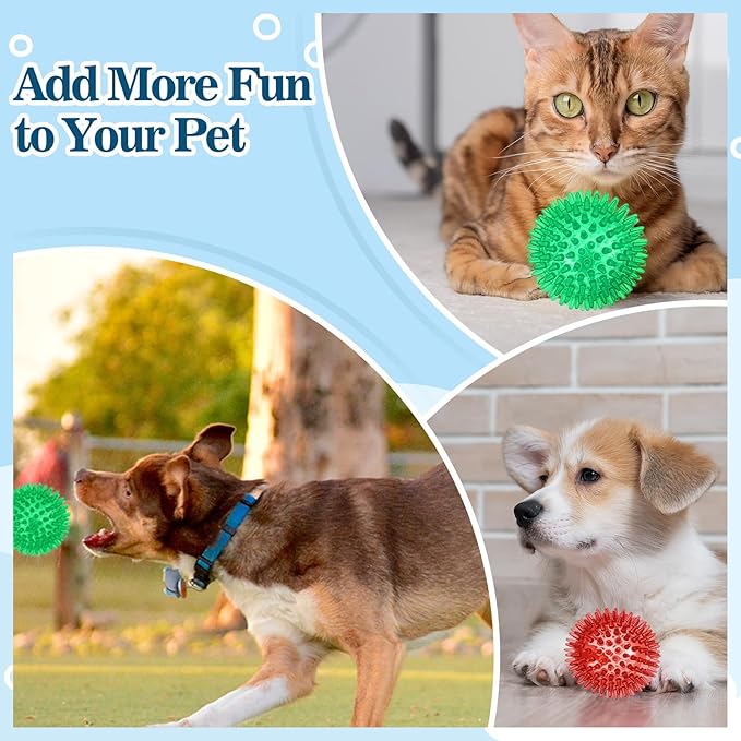 24 Pack 2.5 Inch Squeaky Dog Toy Balls Cleans Teeth and Promotes Dental and Gum Health, Spiky Dogs Chew Toys for Small, Medium & Large Dogs, Small Dog Balls for Aggressive Chewers, 8 Colors