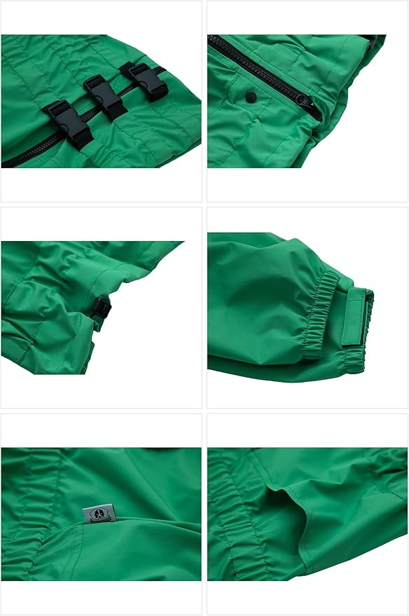 Dogs Waterproof Jacket, Lightweight Waterproof Jacket Reflective Safety Dog Raincoat Windproof Snow-Proof Dog Vest for Small Medium Large Dogs Green 5XL