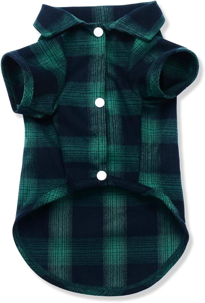 Koneseve Dog Shirt, Pet Plaid Clothes Shirt T-Shirt, Sweater Bottoming Shirt for Small Dog Cat Puppy Grid Adorable Wearing Stylish Cozy Halloween,Christmas Costumes (Green;L/Large)