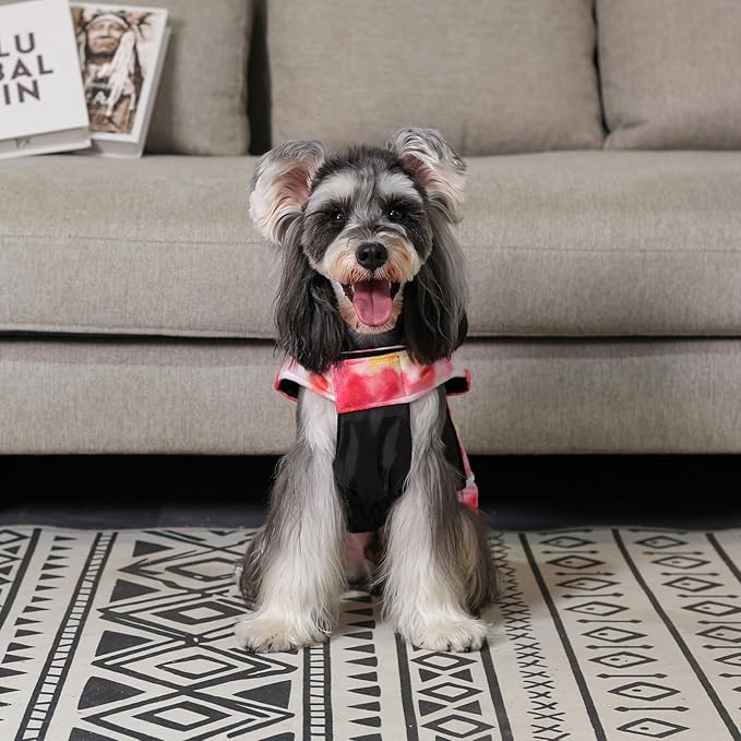 GMF29S Winter Dog Jacket Reversible Vest Soft Coat with Leash Hole for Small to Large Dogs, Windproof, Waterproof, Thick, Adjustable