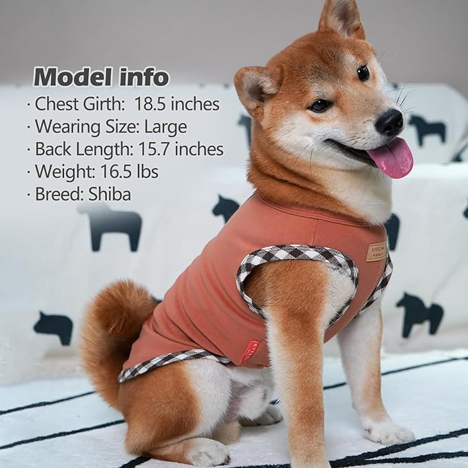 KYEESE 2Pack Dog Shirt Sleeveless Dog Sweatshirt Soft Fleece Coats Stretchy Vest Pullover Clothes Lightweight Sweater for Small,Brown+Khaki,L