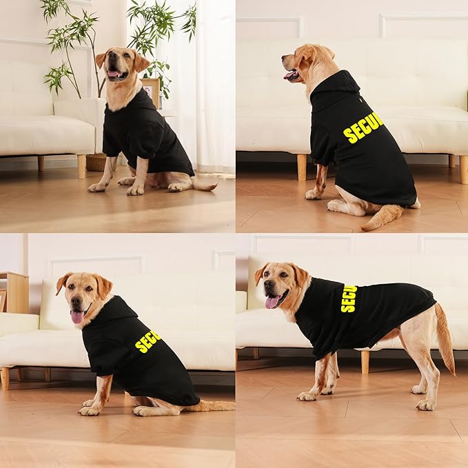 EXPAWLORER Security Dog Hoodie Puppy Sweater - Dog Sweatshirt Soft Fleece Lined Pet Clothes, Cold Weather Hooded Jacket Coat Keep Warm for Small Medium Large Dogs, 4X-Large