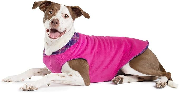 Goldpaw Duluth Double Fleece Dog Sweater Vest for Large Dogs - Soft, Stretchy Dog Fleece - Warm Pet Jacket for Fall and Winter - Premium Pet Outerwear - Machine Washable - Mulberry/Fuchsia - Size 22