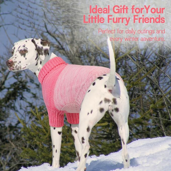 Queenmore Pullover XL Dog Sweater,Classic Turtleneck Warm Dogs Sweater with Leash Hole for Dog Girls Boys,Winter Knitwear Clothes for Dachshund,Corgi,French Bulldog(Pink,XL)