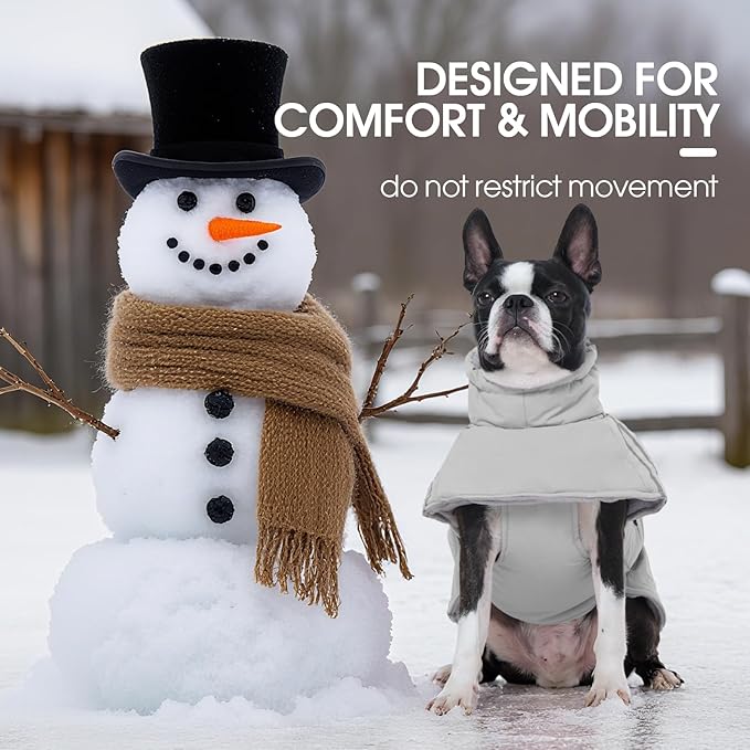 FUAMEY Dog Cold Weather Coats,Dog Winter Jackets for Large Dogs Warm Dogs Coat with Reflective Strips Waterproof Pet Snowsuit Thick Paded Pets Vest for Labrador Golden Retriever Grey XL
