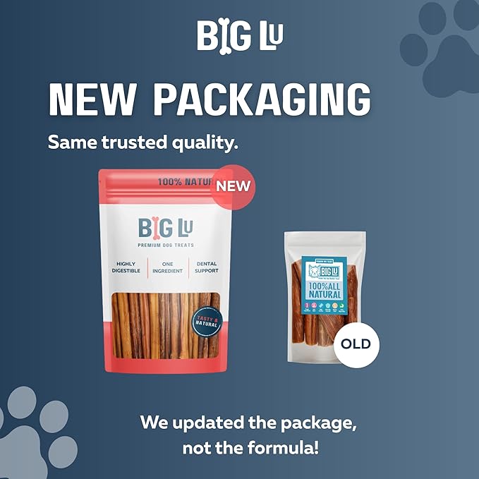 Big Lu - 6-Inch Jerky Gullet Sticks, 12 Count, All-Natural Beef Dog Chews, Grass-Fed, Free-Range, Digestible Treats with Glucosamine and Chondroitin for Joint Health, Dogs
