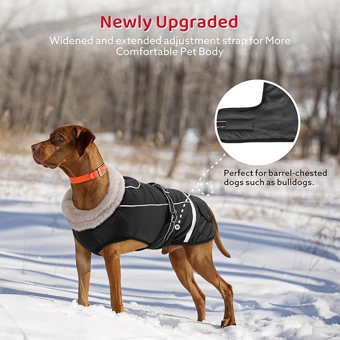 Dog Coat, Warm Dog Winter Coat Reflective Jacket Waterproof Fleece Vest, Pet Jacket Cozy for Cold Weather, Dogs Snowsuit Windproof, Adjustable Buckle for Medium Dogs