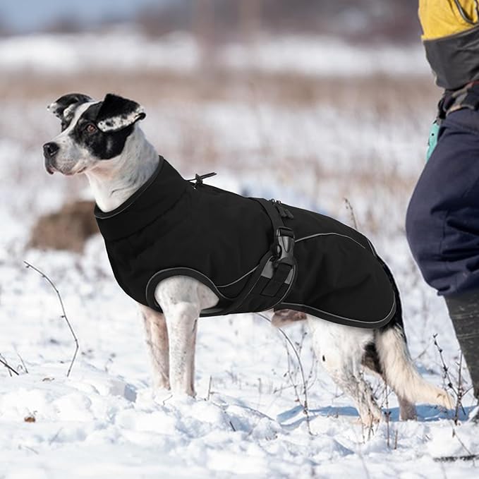 Warm Dog Coat for Winter,Waterproof Jacket with Zipper,Detachable Dog Coat with Adjustable Buckle,Comfortable Jacket for Dogs in Cold and Windy Days.3XL Black