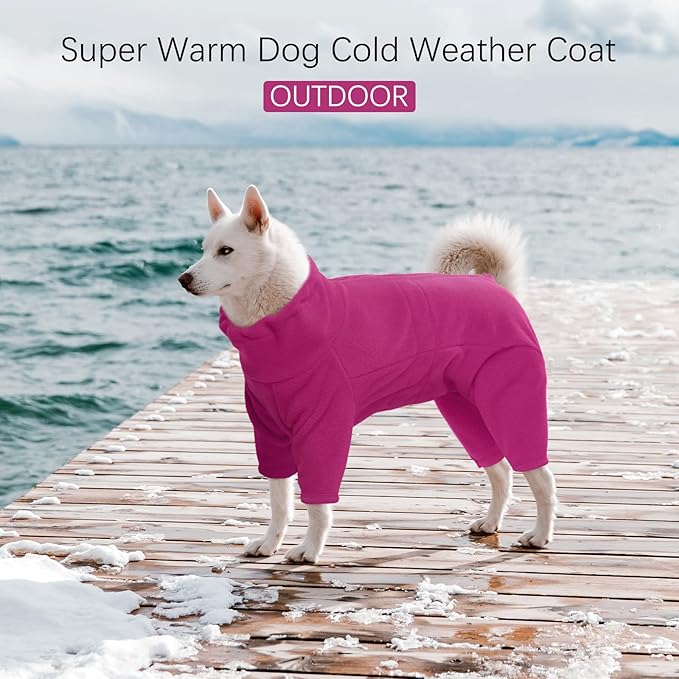 ROZKITCH Fleece Dog Sweater, Pet Windproof Warm Cold Weather Jacket Vest Cozy Jumpsuit Apparel Outfit Clothes for Small Medium Large Dog Walking Hiking Sleep Pink XS
