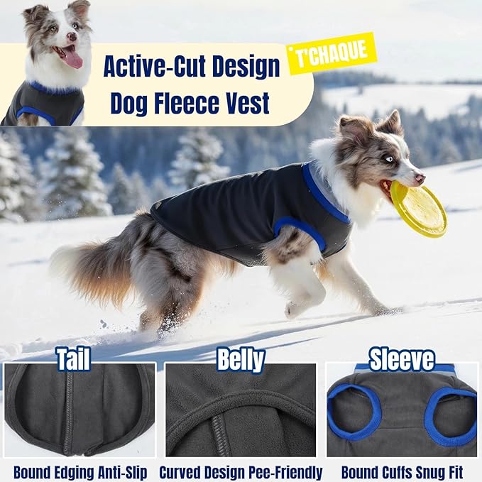 Winter Classic Windproof Turtleneck Fleece Vest Dog Sweater, Warm & Soft Puppy Coat for Small Dogs with Back-Zipper, Active-Cut Doggie Vests Sweatshirt, Lightweight Pet Clothes for Dachshund(Gray, S)