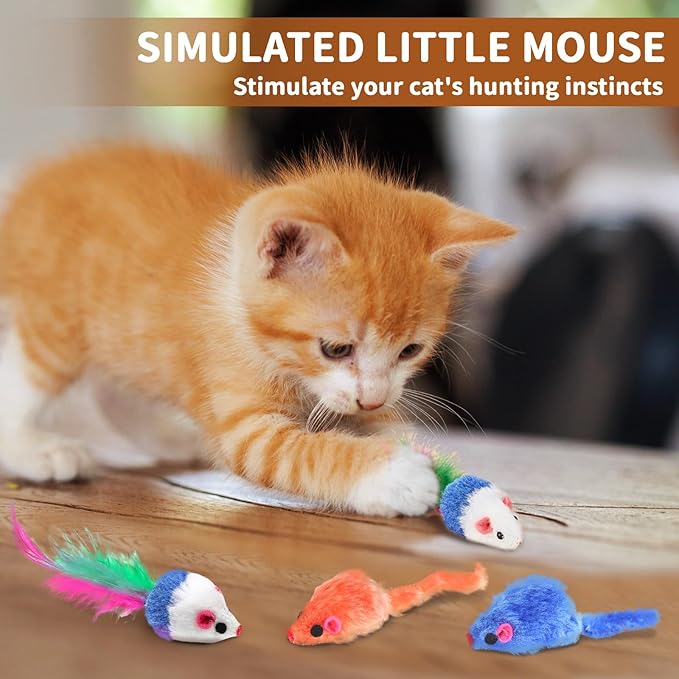 25-Piece Cat Toys Kit with Rainbow Cube Tunnel - Interactive Cat Toy Bundle for Indoor Cats, Kitten Playtime Variety Set Includes Springs, Balls, Mice & Noise Toys