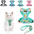 Halypet Cat Harness and Leash Set[MAX Safety 4th-Gen] Cute Escape Proof Vest Harness for Girl&Boy Cat Walking, Comfortable Adjustable Leash and Reflective Strips for Outdoor Kitten, XS Green Tropics