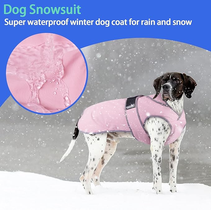 MIGOHI Warm Dog Coat Winter Dog Jacket,Waterproof Cold Weather Coats for Dogs,Fleece Jacket for Small Medium Large Dogs,Reflective Thick Fleece Vest with Leash Hole