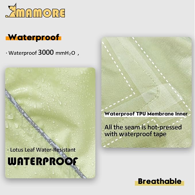 Waterproof Dog Raincoat with Reflective Strip, Adjustable Breathable Rain Coat Jacket with Leash Hole for Dogs (Light Green, XXX-Large)